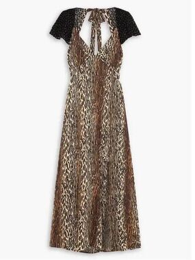 RIXO Brown and Black Leopard-Print Midi Dress